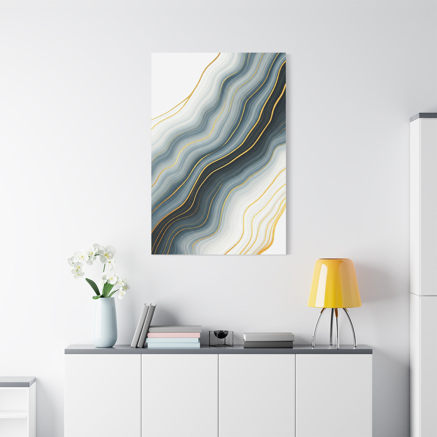 Grey Marble Gold Vein Abstract Wall Art & Canvas Prints