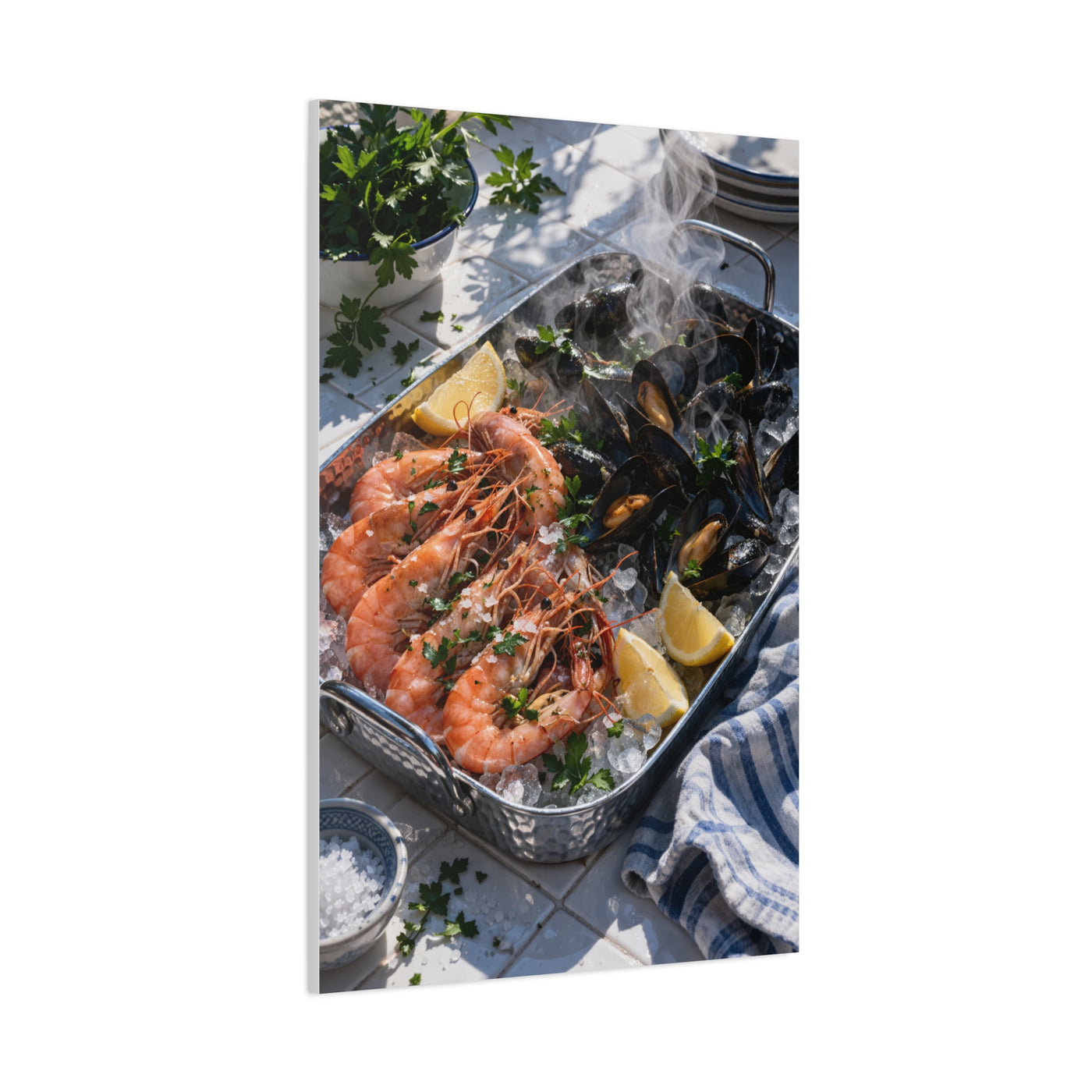 Mediterranean Seafood Kitchen Still Life Wall Art & Canvas Print