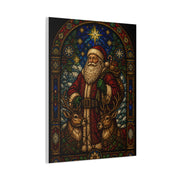 Stained Glass Santa and Reindeer Wall Art & Canvas Print