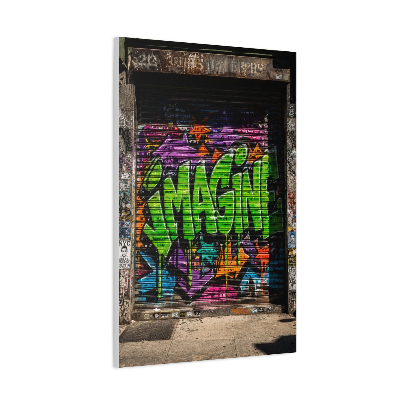 Imagine Graffiti Alley Door Street Wall Art & Canvas Print