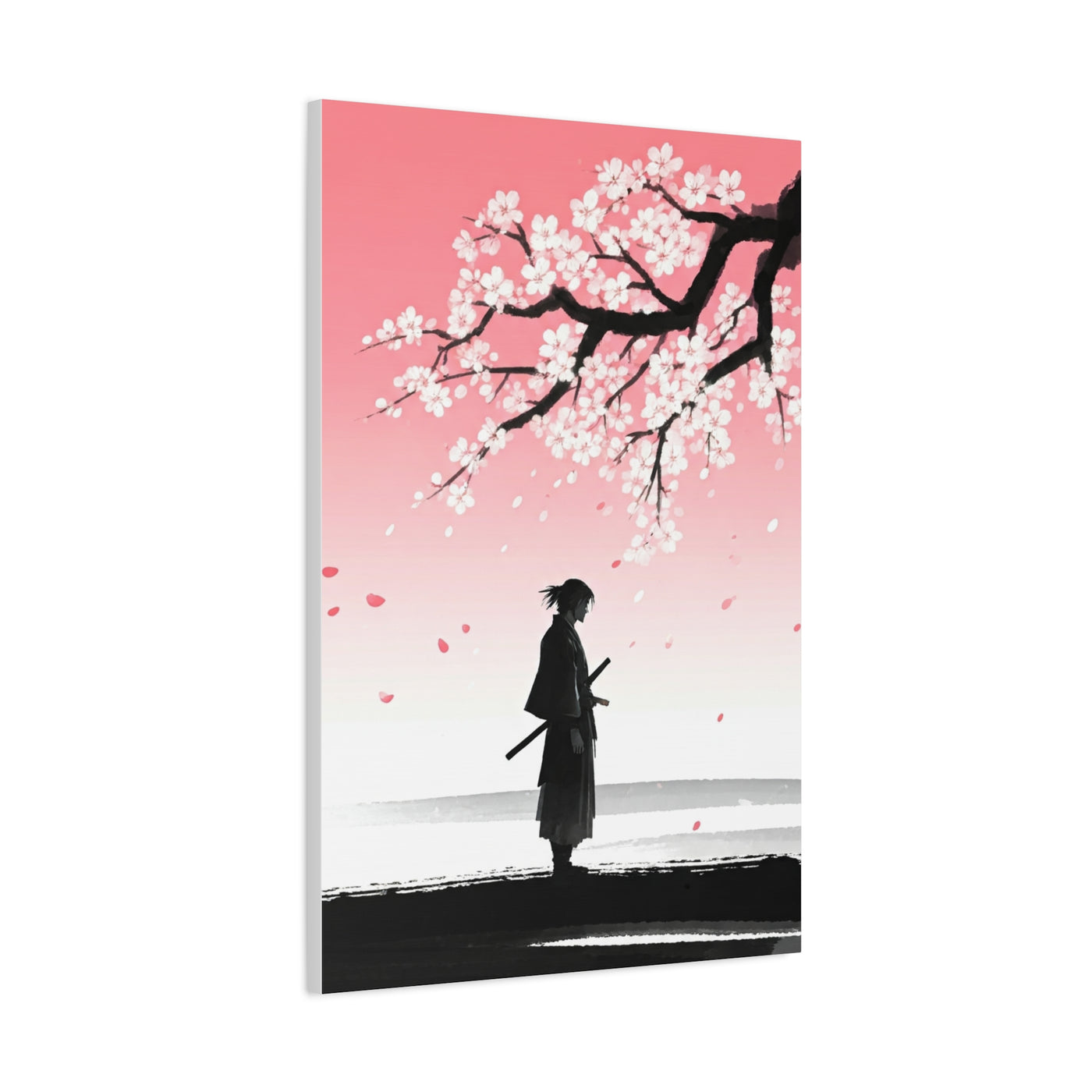 Samurai Under Falling Cherry Blossoms Wall Art & Canvas Prints