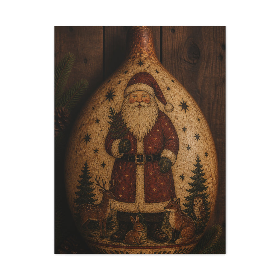 Folk Art Santa Gourd Plaque Wall Art & Canvas Print