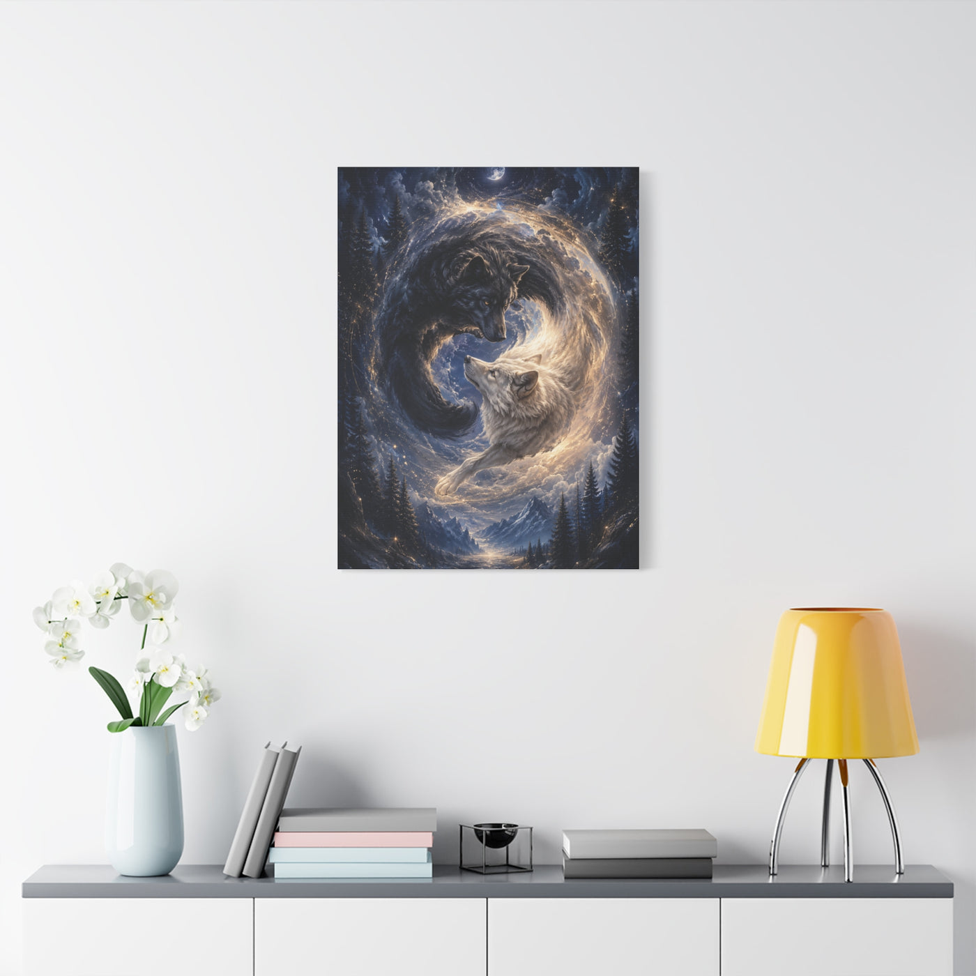 Celestial Wolf Pair Energy Vortex Wall Art & Canvas Print