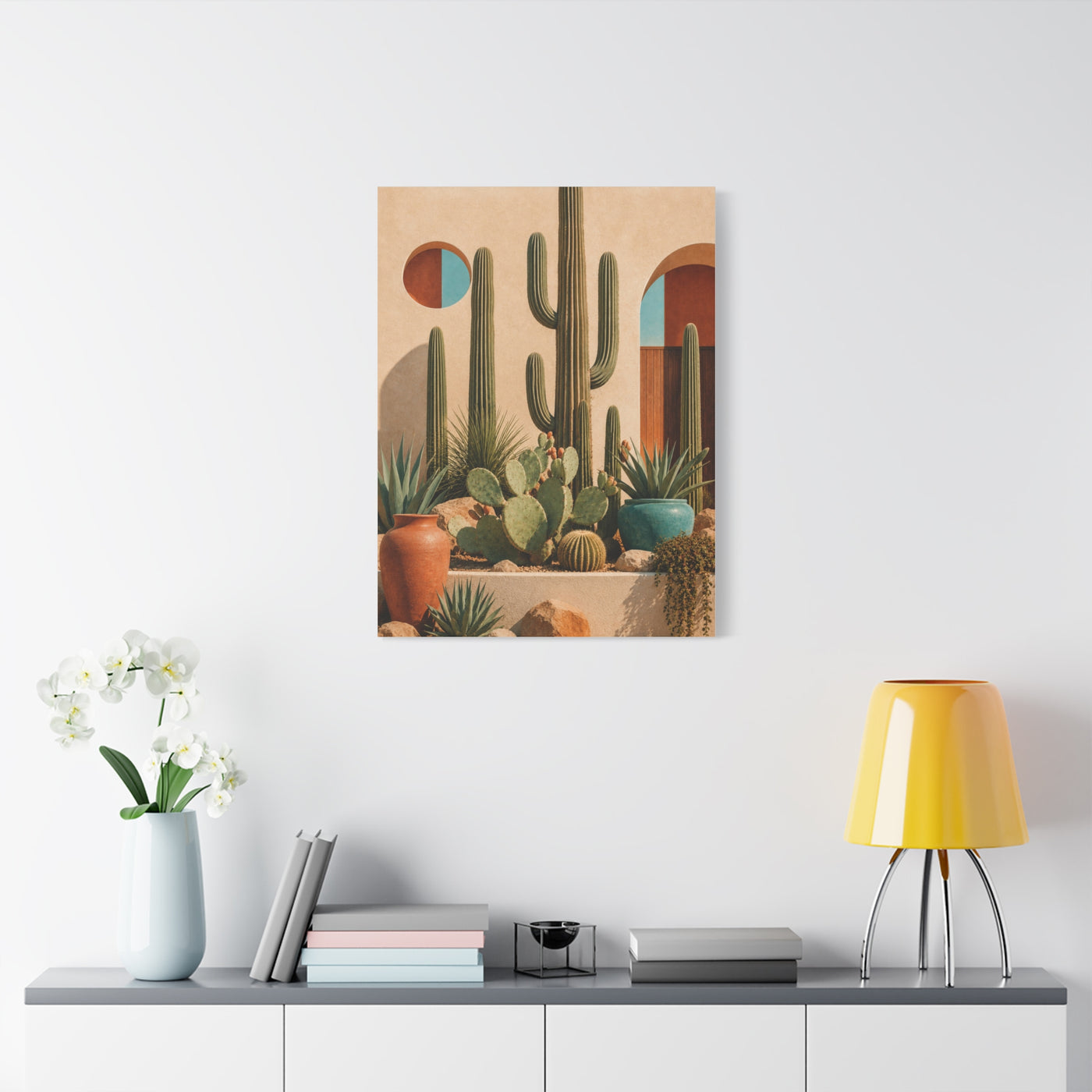 Desert Modern Cactus Garden Southwest Wall Art & Canvas Print