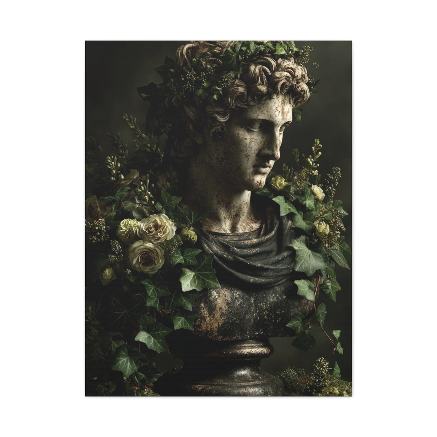 Classical Bust with Botanical Elegance Wall Art & Canvas Print