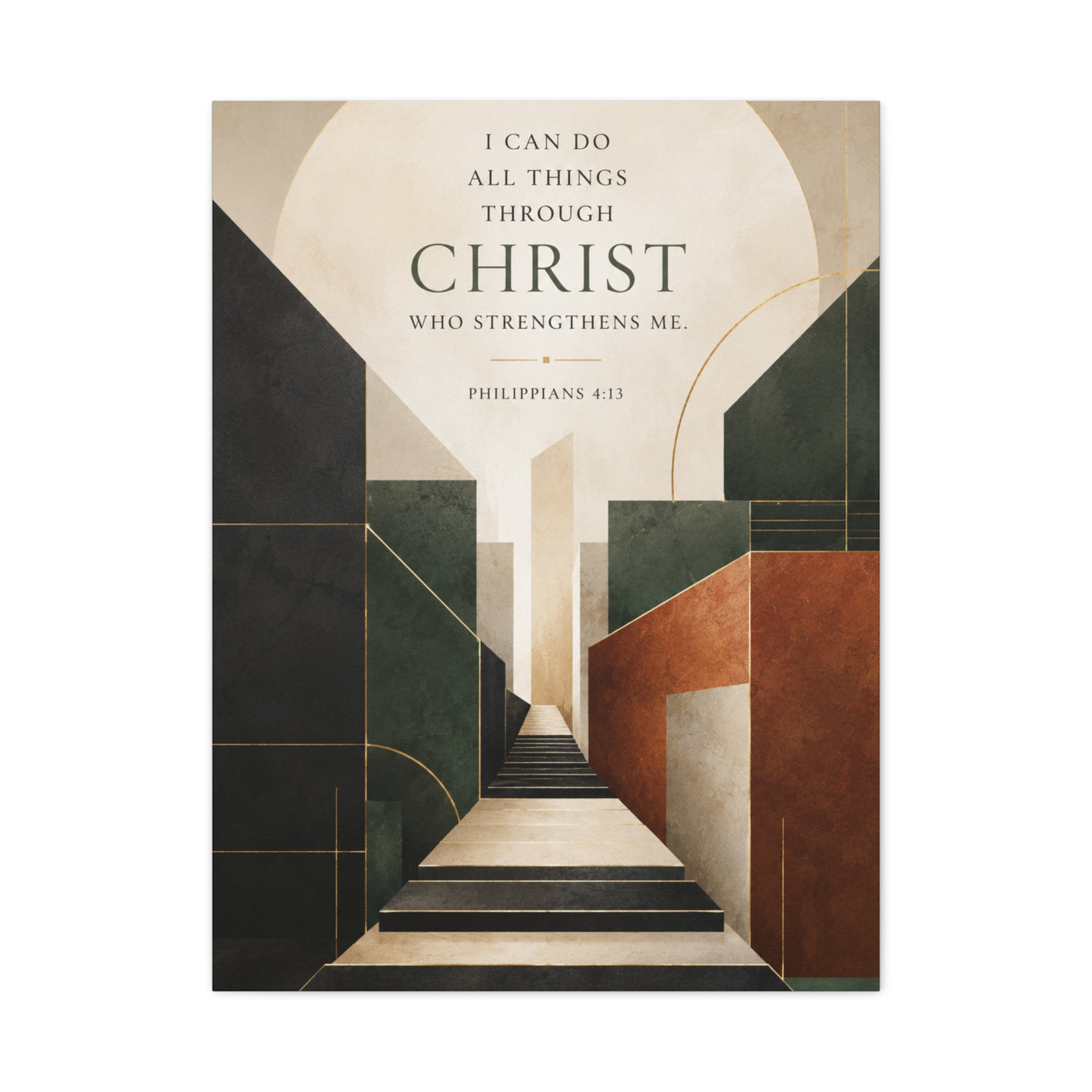 Philippians 4:13 Geometric Path Scripture Wall Art & Canvas Print