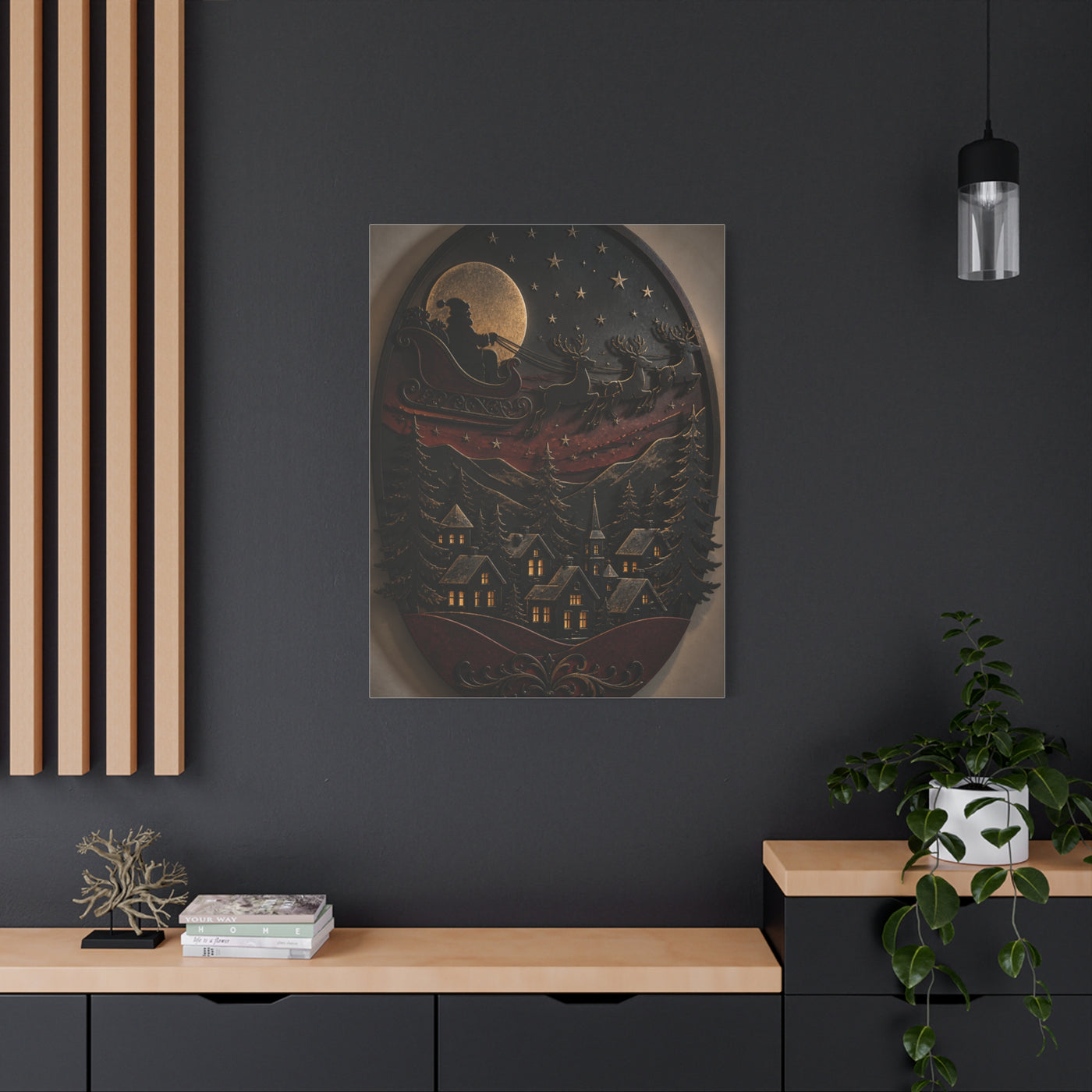 Layered Metal Santa Sleigh Village Wall Art & Canvas Print