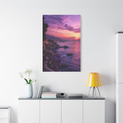 Violet Coastal Sunset Landscape Wall Art & Canvas Print