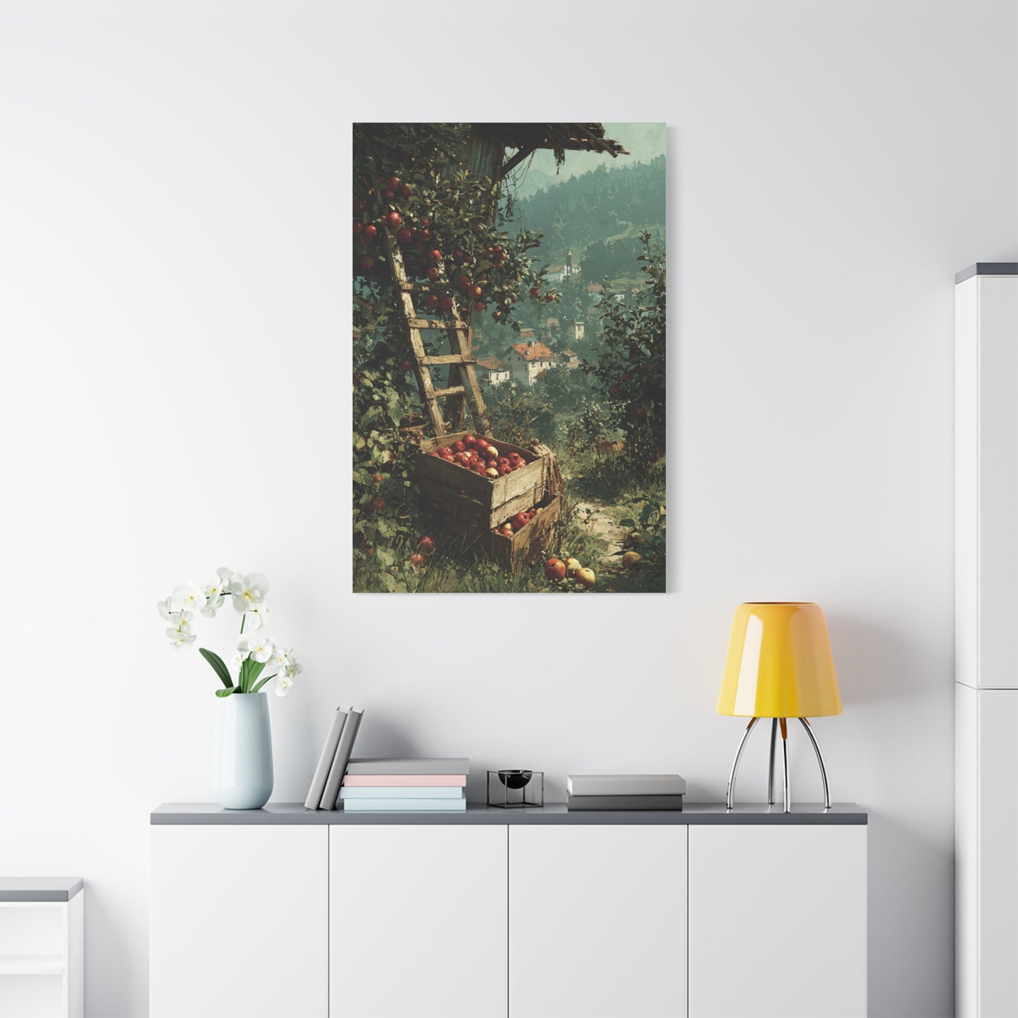 Apple Orchard Harvest Scene Wall Art & Canvas Print