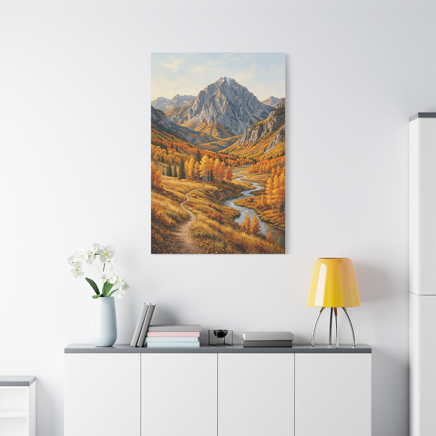 Autumn Aspen River Valley Wall Art & Canvas Print