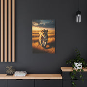 Majestic Lion Walking Through Savannah Grass Wall Art & Canvas Prints
