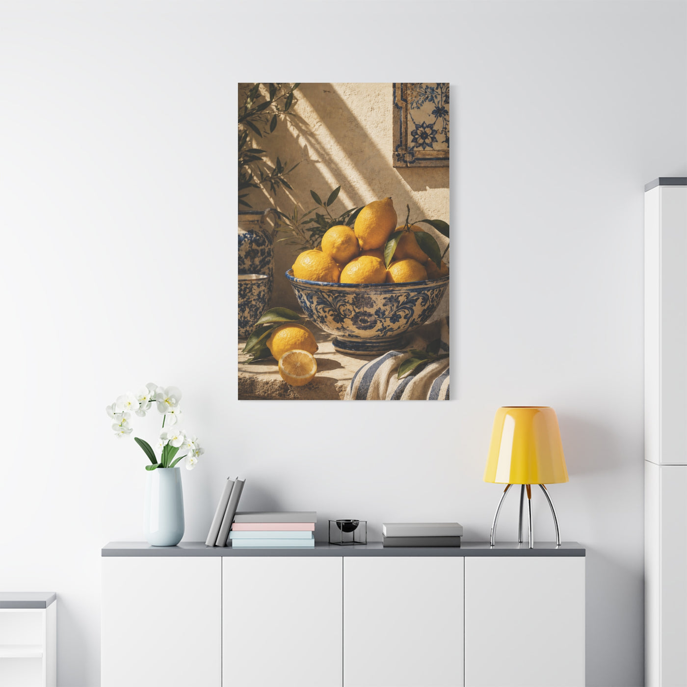 Mediterranean Lemon Still Life Ceramic Bowl Wall Art & Canvas Print