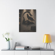 Minimal Howling Wolf Moon Relief Panel Wall Art & Canvas Print