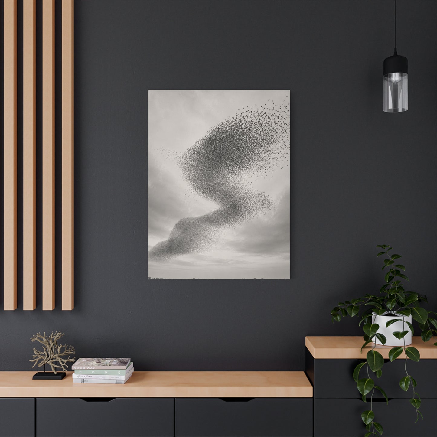 Murmuration Love Formation Monochrome Wall Art & Canvas Print