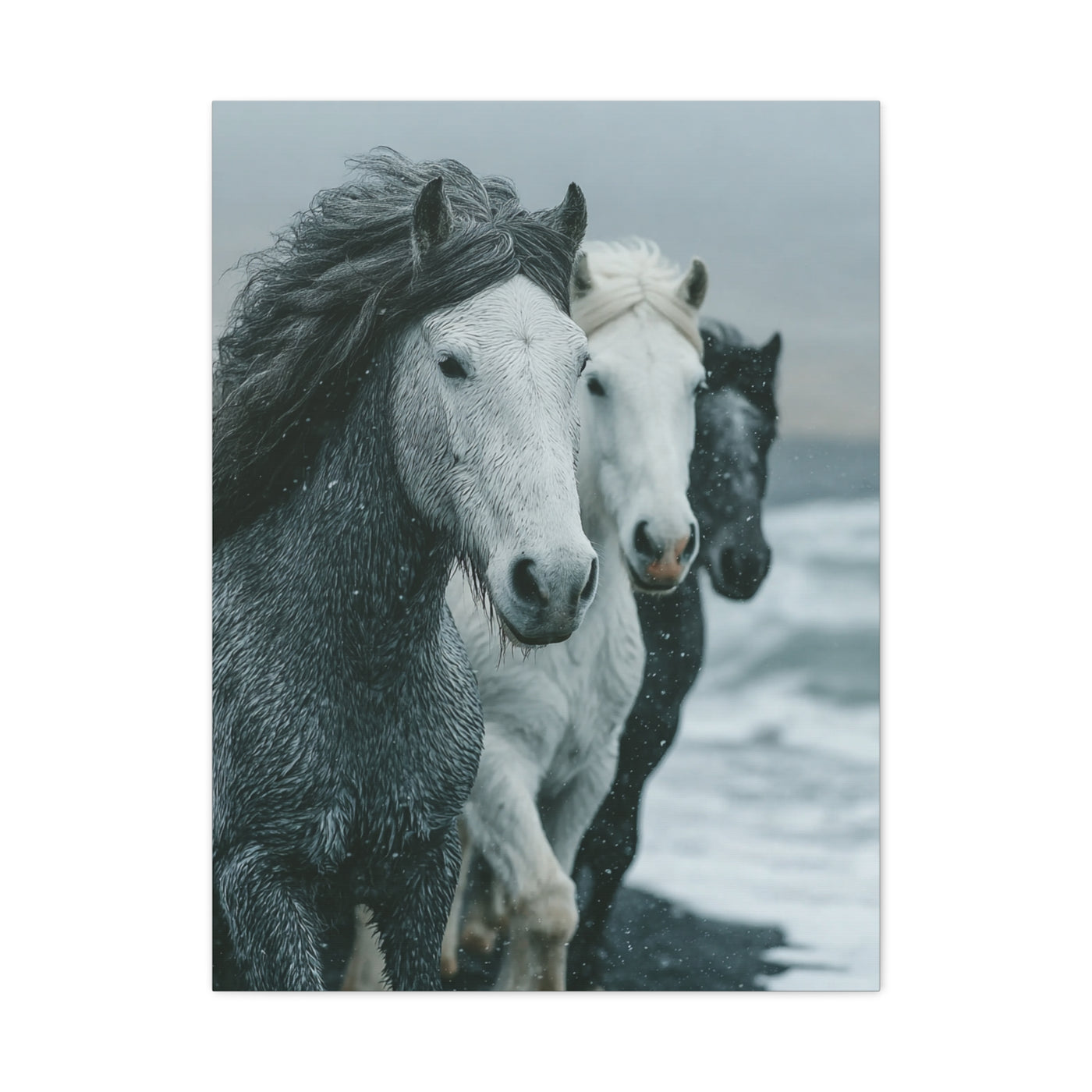 Coastal Wild Horses Storm Run Wall Art & Canvas Print