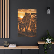Lioness with Cubs Golden Path Wall Art & Canvas Print