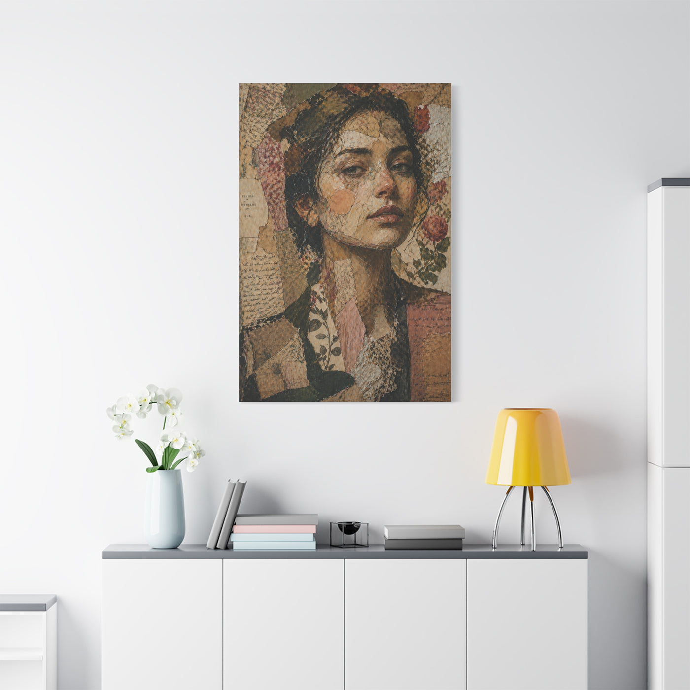 Mixed-Media Feminine Portrait Collage Wall Art & Canvas Print