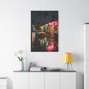 Neon Motel Night Reflection Wall Art & Canvas Print