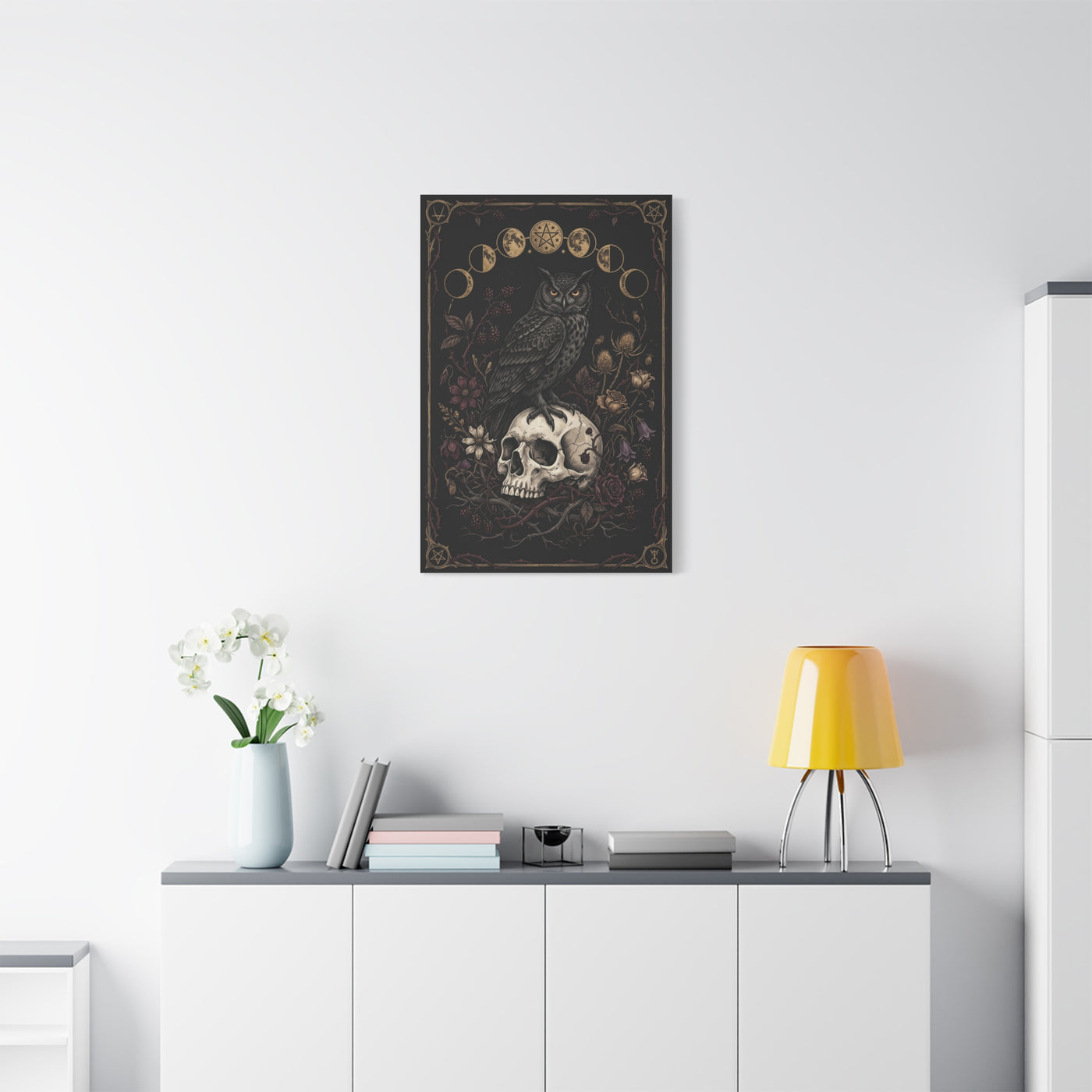 Gothic Occult Owl Skull Composition Wall Art & Canvas Print
