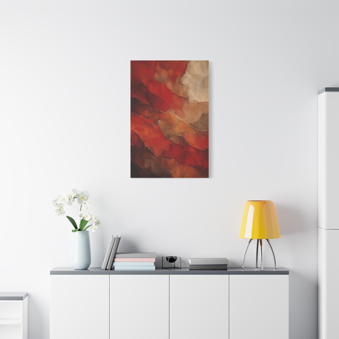 Earthy Layered Red Terrain Abstraction Wall Art & Canvas Print
