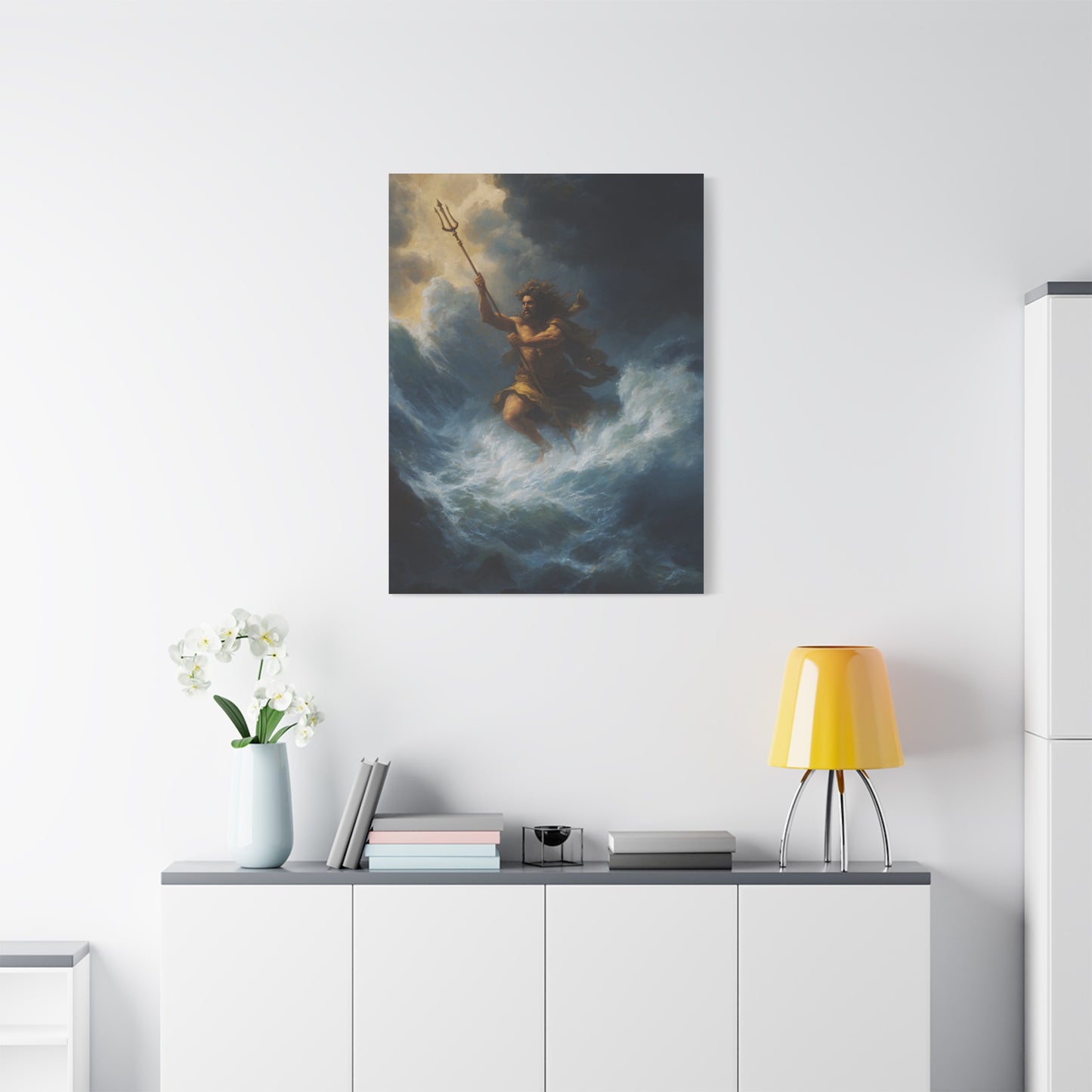 Poseidon God of the Sea Rising from the Storm Wall Art & Canvas Print