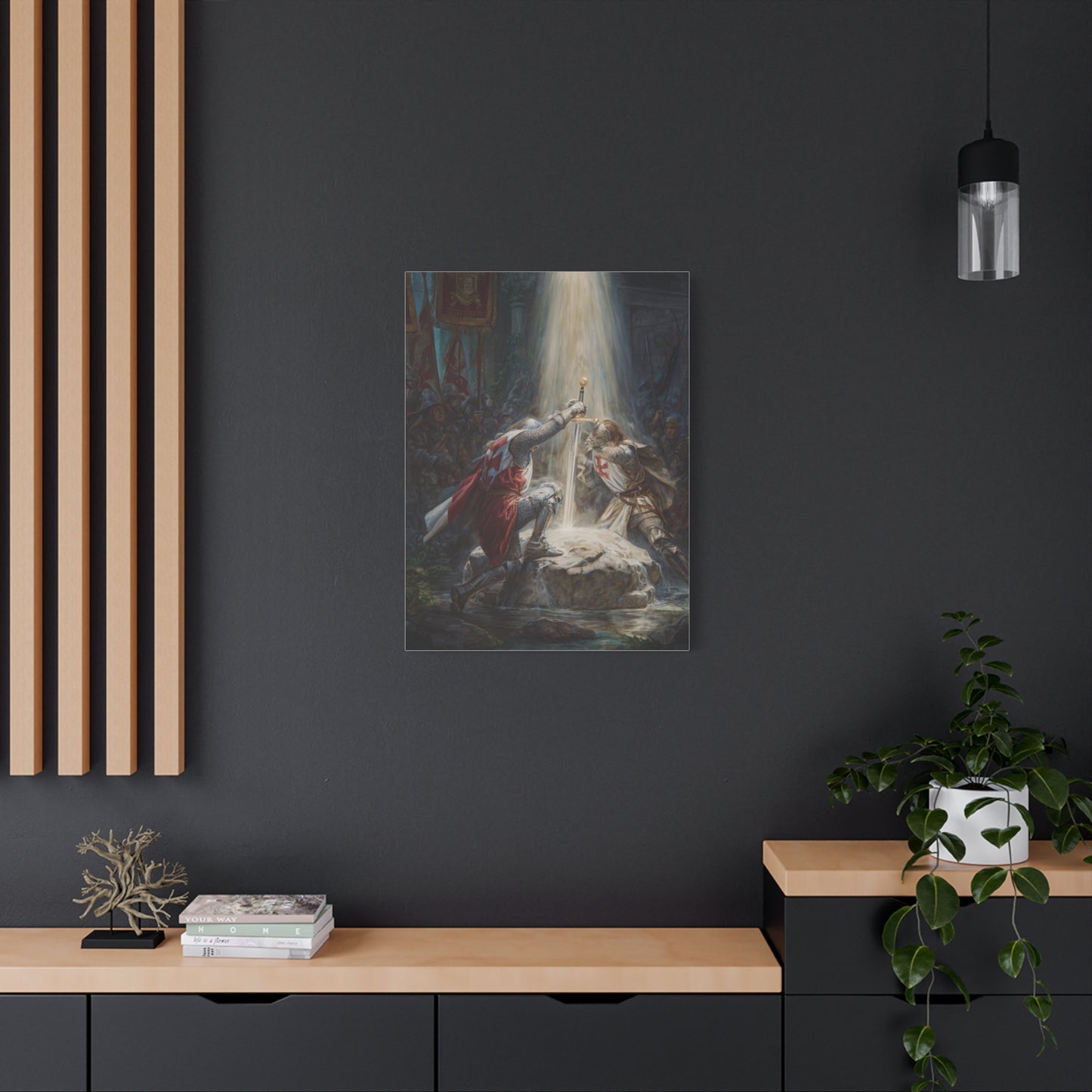 Knights Witness the Miracle of Excalibur Wall Art & Canvas Print