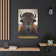 Symmetrical Prairie Bison Frontal Portrait Wall Art & Canvas Print