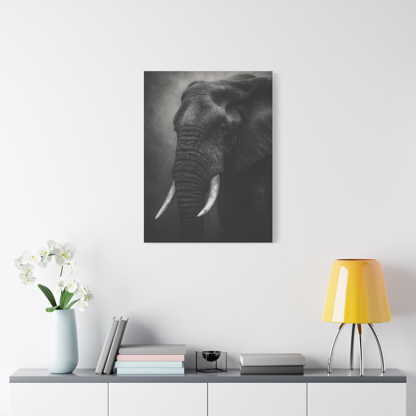 Monochrome Elephant Fine Art Portrait Wall Art & Canvas Print