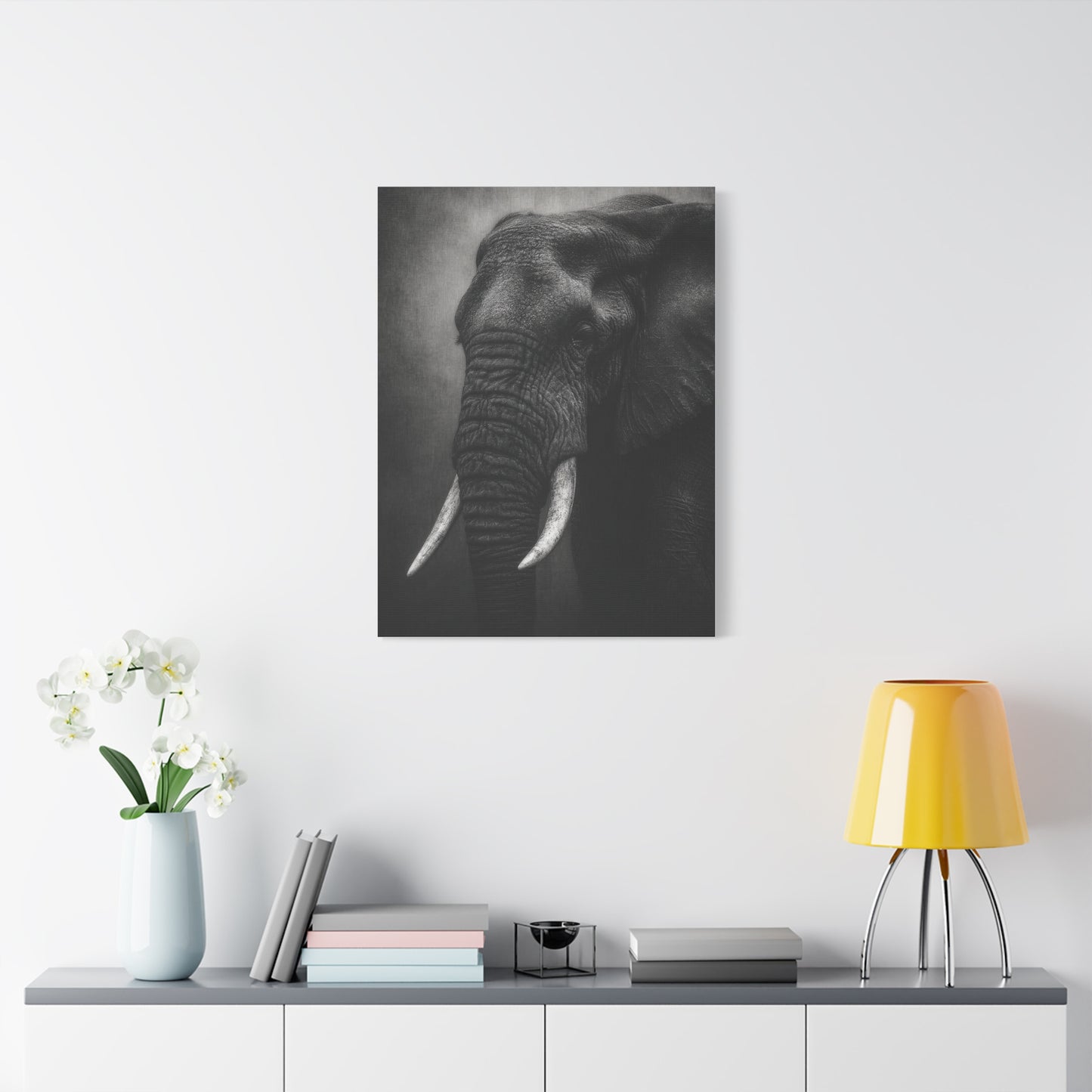 Monochrome Elephant Fine Art Portrait Wall Art & Canvas Print