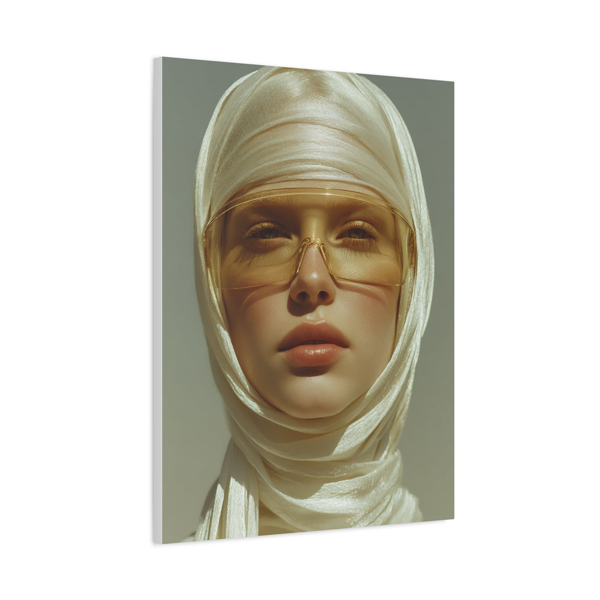 Golden Veil Futuristic Portrait Wall Art & Canvas Print