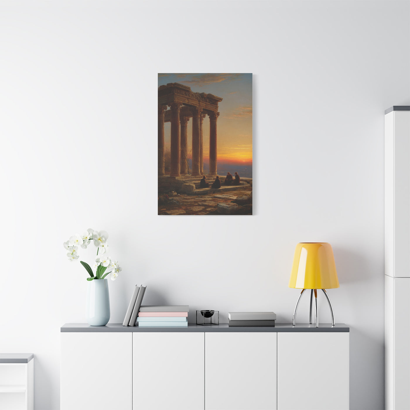 Greek Temple Ruins at Sunset with Philosophers Wall Art & Canvas Print