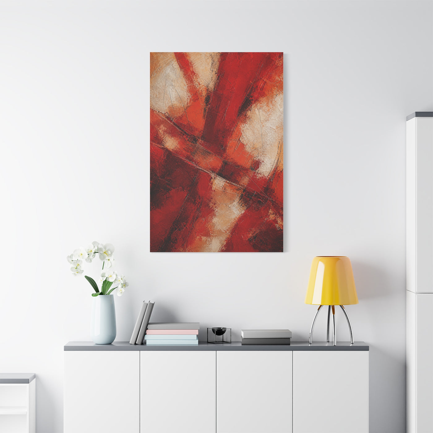 Textured Red Cross Pattern Abstraction Wall Art & Canvas Print