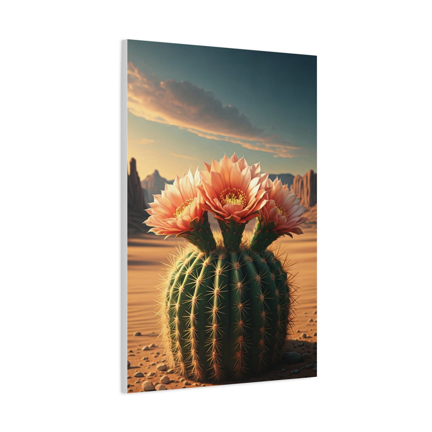Desert Bloom Barrel Cactus Landscape Wall Art & Canvas Prints