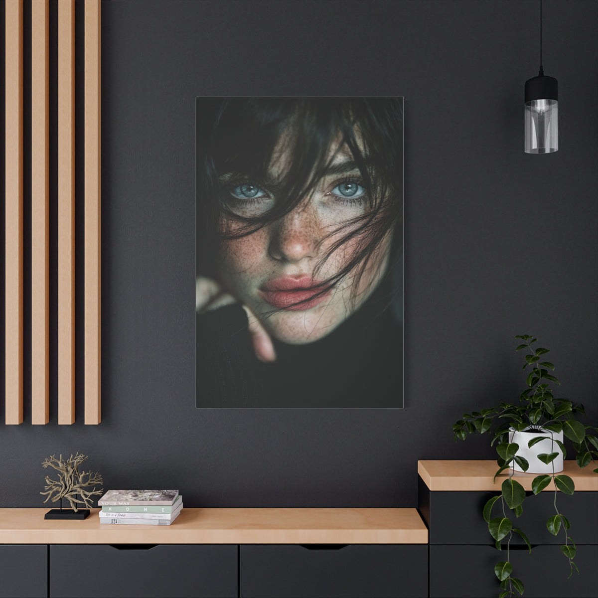 Wind-Swept Freckled Muse Portrait Wall Art & Canvas Print