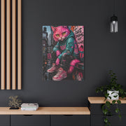 Urban Pink Cat Street Character Street Wall Art & Canvas Print