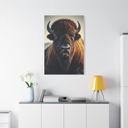 Minimalist American Bison Portrait on Light Background Wall Art & Canvas Print