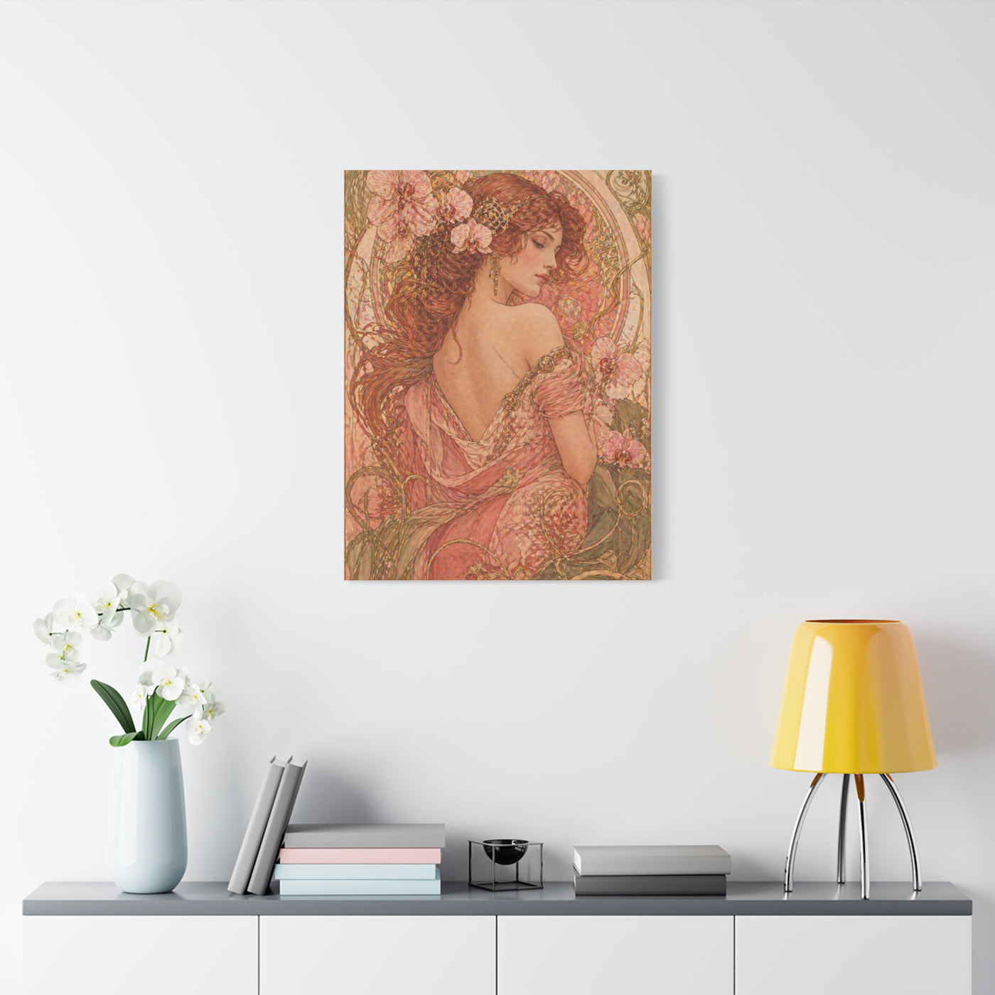 Art Nouveau Pink Muse Portrait Wall Art & Canvas Print