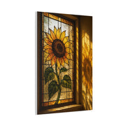 Golden Light Stained Glass Sunflower Wall Art & Canvas Print