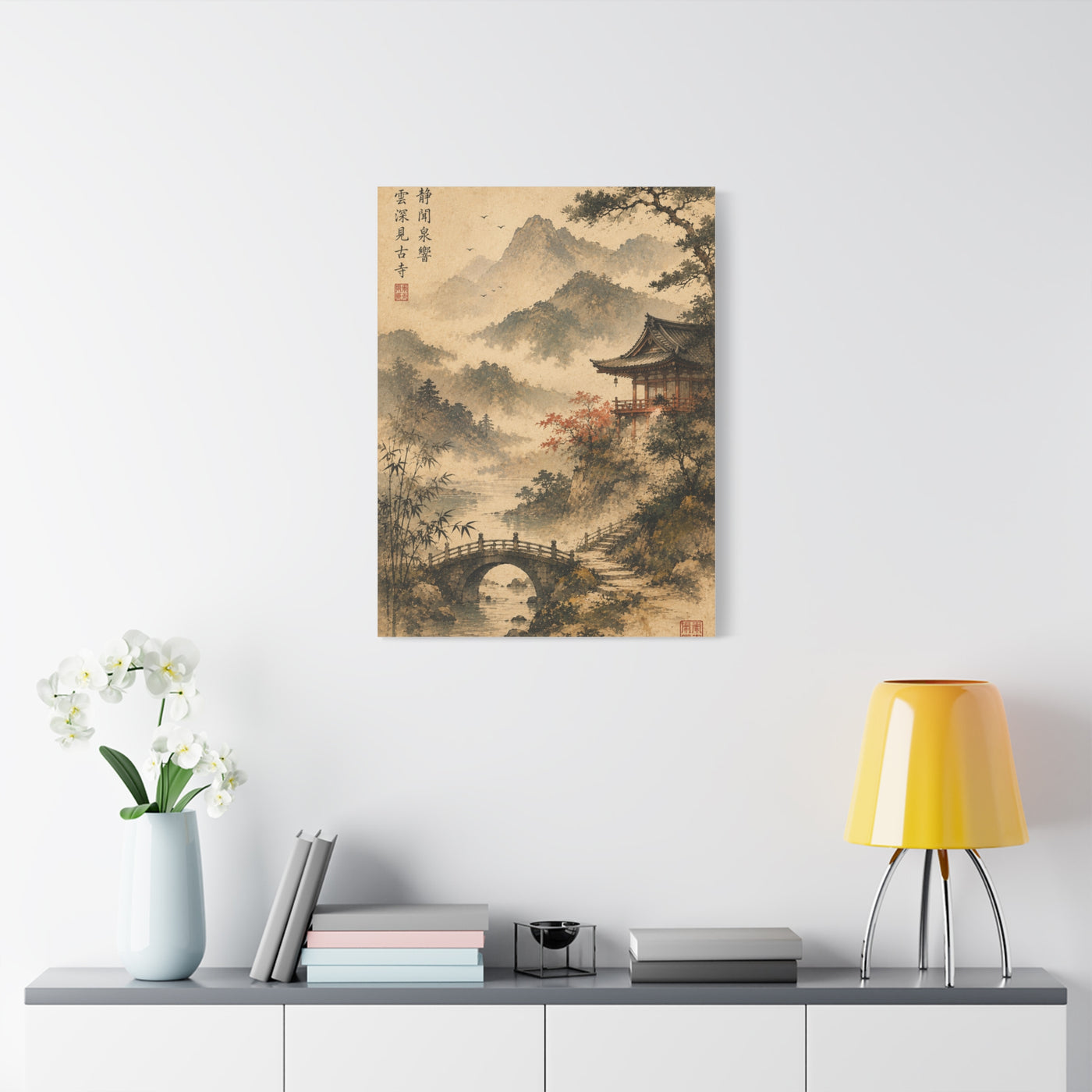 Kyoto Mountain Temple Tranquility Scene Wall Art & Canvas Print