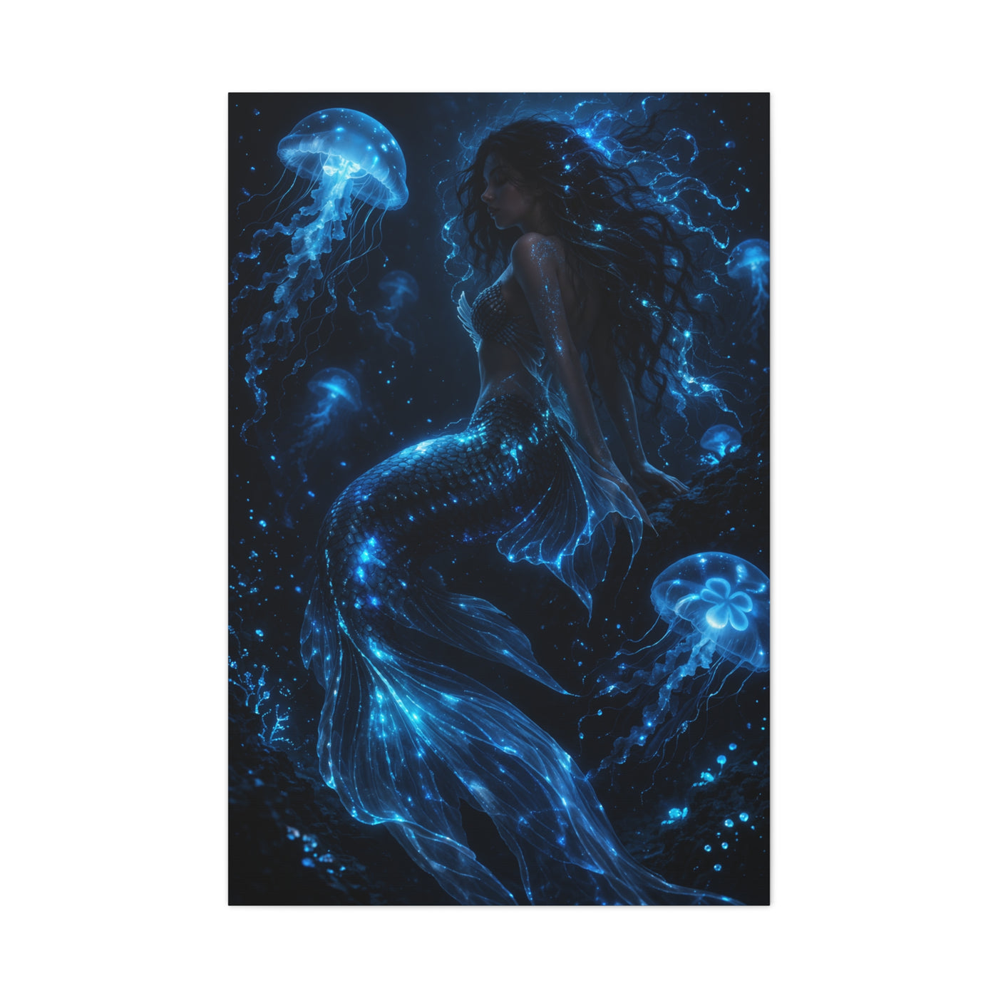 Bioluminescent Deep Sea Mermaid Wall Art & Canvas Print