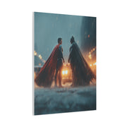 Batman vs Superman Rainy Gotham Clash Poster Wall Art & Canvas Print