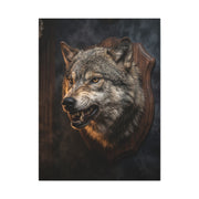 Mounted Wolf Head Lodge Trophy Scene Wall Art & Canvas Print