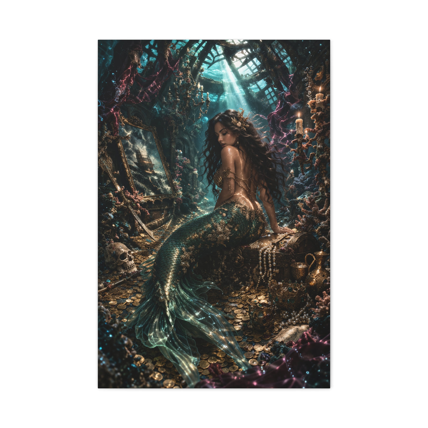 Sunken Treasure Mermaid Chamber Wall Art & Canvas Print