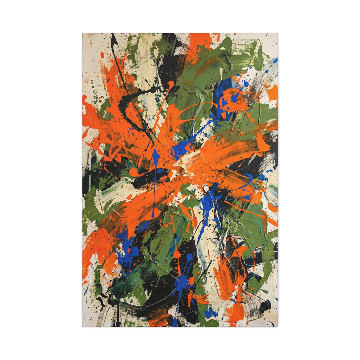 Expressionist Orange Burst Action Painting Wall Art & Canvas Print