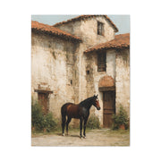 Rustic Courtyard Horse Scene Wall Art & Canvas Print