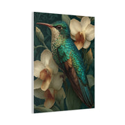 Emerald Hummingbird Botanical Portrait Wall Art & Canvas Print