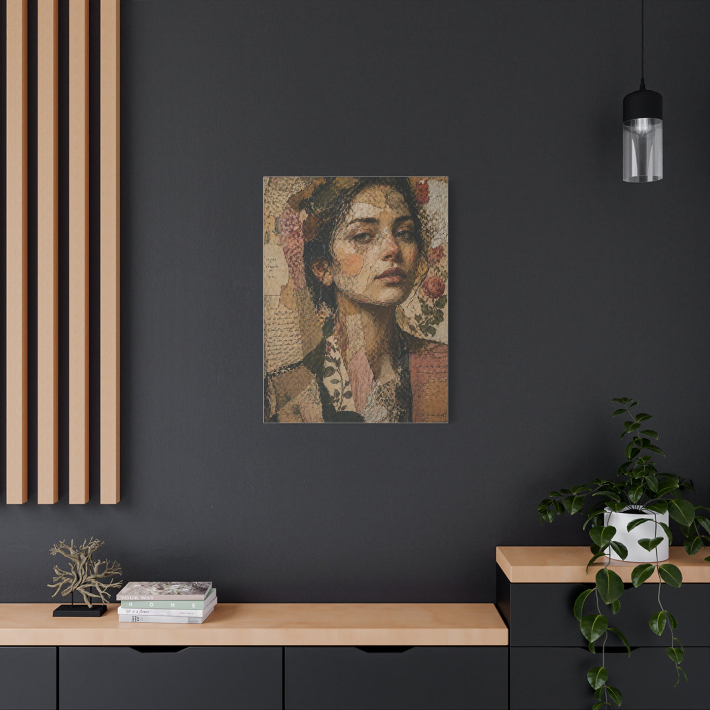 Mixed-Media Feminine Portrait Collage Wall Art & Canvas Print