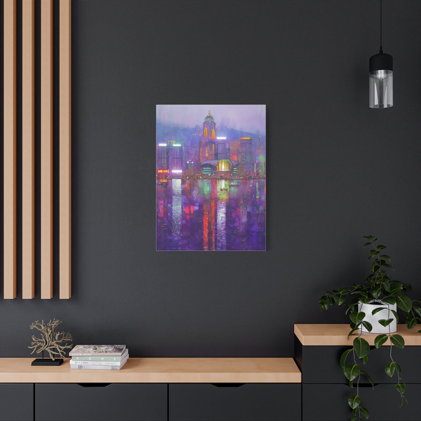 Hong Kong Skyline Neon Harbor Lights Wall Art & Canvas Print