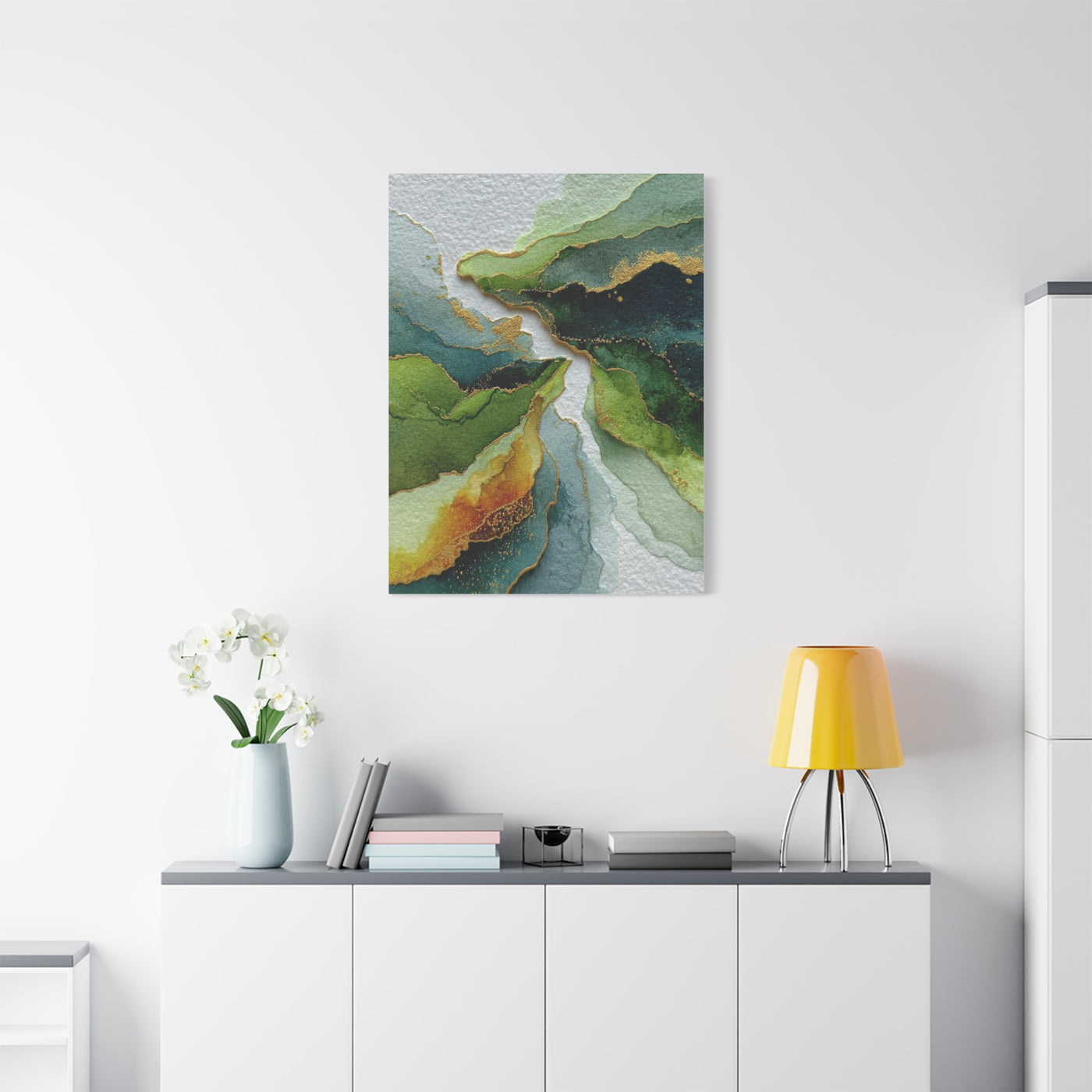 Green Sage and Gold Organic Abstract Wall Art & Canvas Print