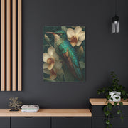 Emerald Hummingbird Botanical Portrait Wall Art & Canvas Print